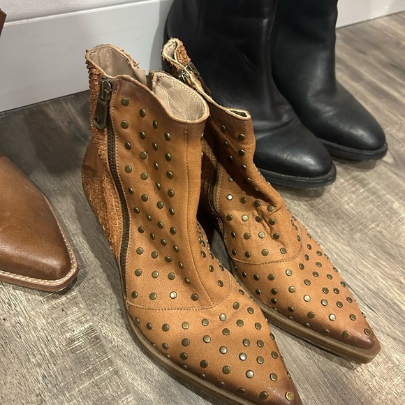 Vivian Studded Brown Ankle Booties - Picture 1 of 2